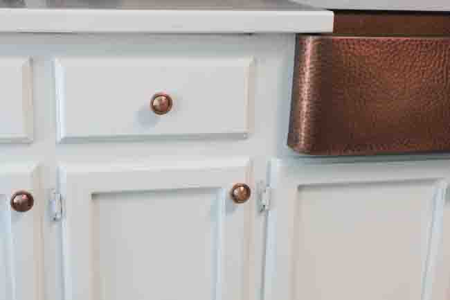 Shop At Blu Hammered copper farmhouse sink and knobs