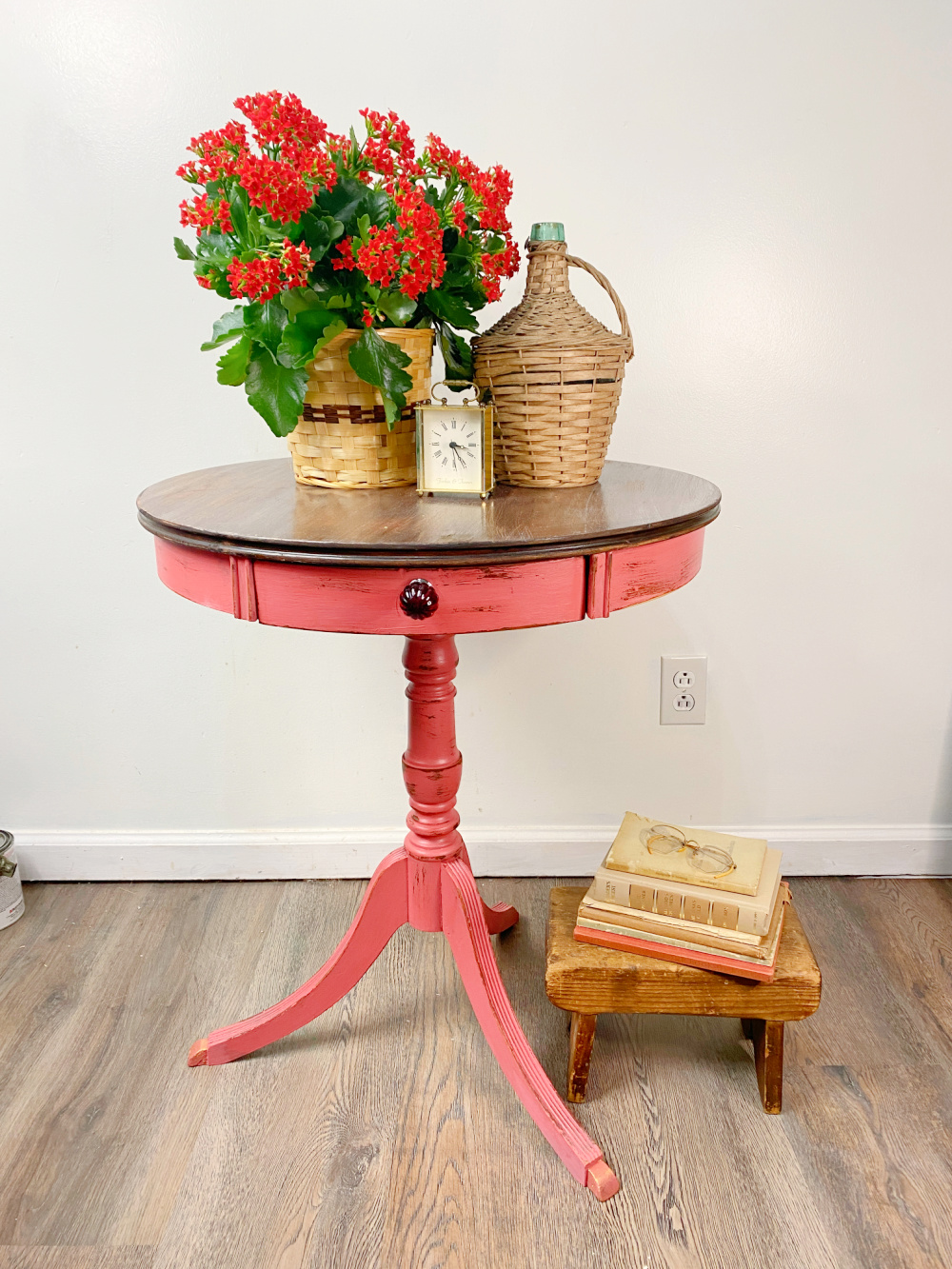 shopatblu thrift store painted side table watermelon beauty