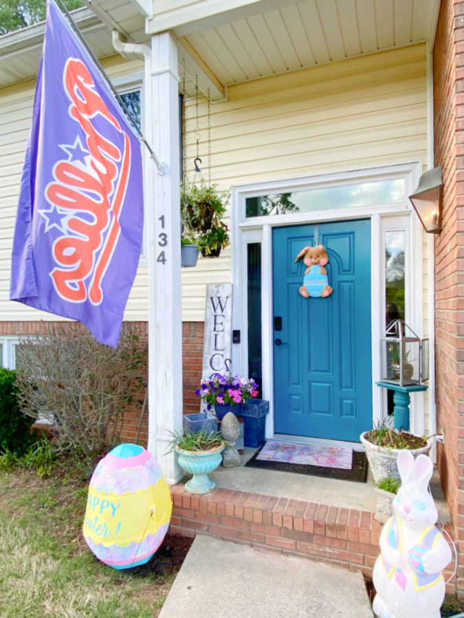 shopatblu thrifted footstool makeover front door