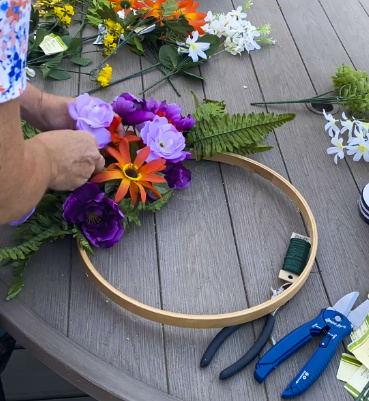 thrift and dollar store diy spring wreath making