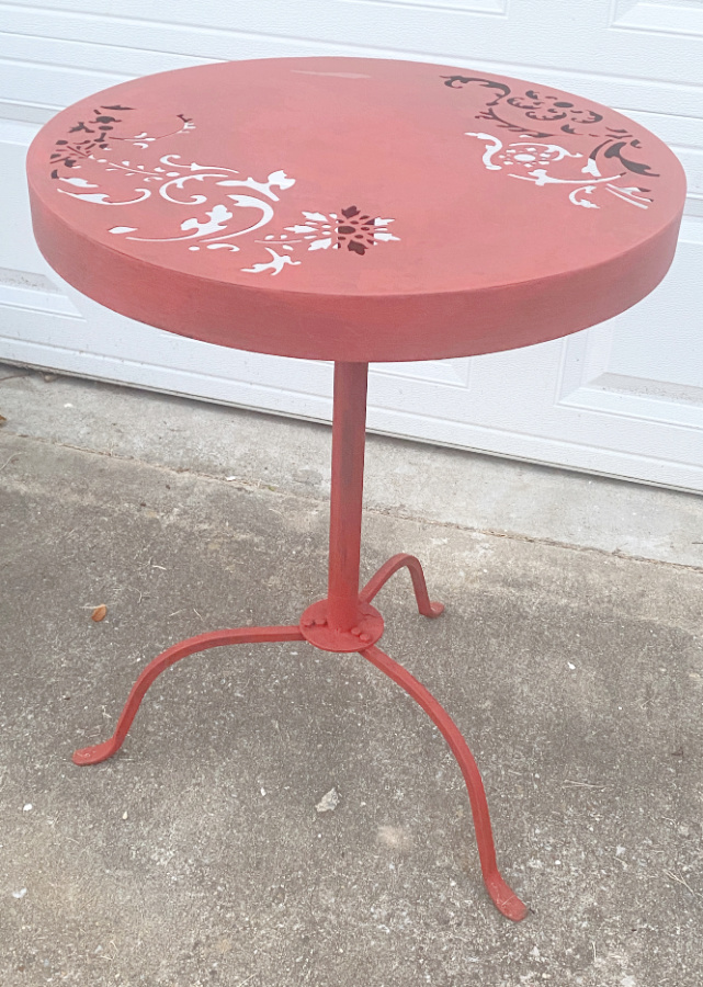 shopatblu upcylced metal garden decor red table refresh