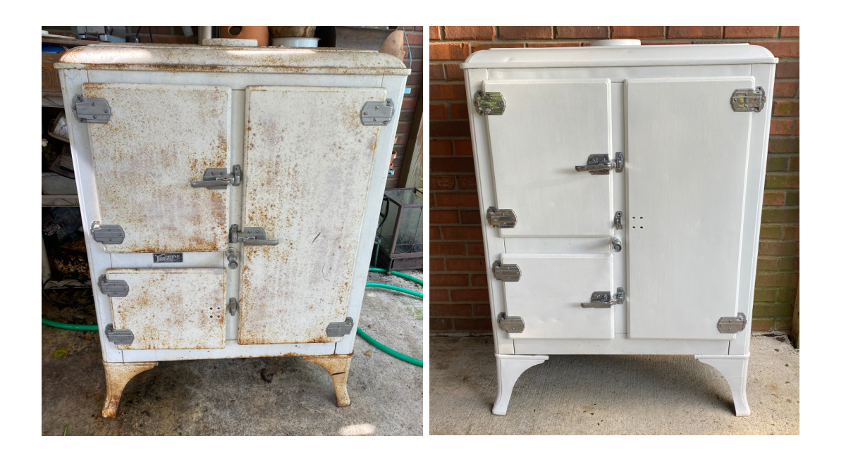 shopatblu the blue building antiques antiques ice box refresh before and after exterior