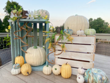 shopatblu wooden crate pumpkin upcycle blue and white